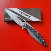 Twosun TS 228 Aurora Folding Knife 14C28N Titanium Carbon Flipper Very Rare
