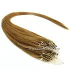100 Micro Loop Ring Beads I Tip Indian Remy Human Hair Extensions Light Brown #6