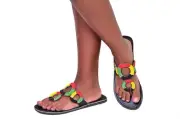 Beaded Women African Thong Sandals Bohemian Summer Leather Masai Kenya US 8.5