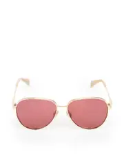 Gold & Red Tinted Aviator Sunglasses