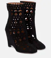 [Alaia] Alaïa Vienne suede wedge ankle boots AU 9 black