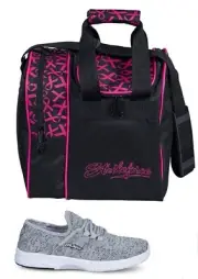 Womens KR Maui Grey Bowling Shoes Sizes 6 - 11 Plus Pink Ribbon KR Bowling Bag