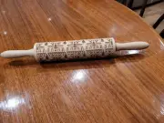 Christmas Wooden Rolling Pin Engraved Embossed Cookies Reindeer Trees Nordic