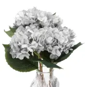 Hydrangea Artificial Flowers, 4PCS Faux Hydrangea Flowers Home Decor, Grey