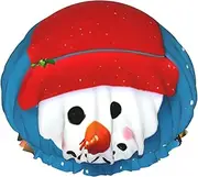 Christmas Carton Snowman Print Various Activities Shower Cap Reusable Soft And Lightweight Bath Hair Cap Long Hair