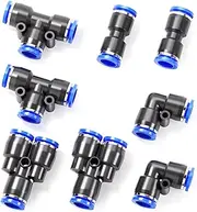 TAILONZ PNEUMATIC 10mm od Push to Connect Fittings Pneumatic Fittings Kit 2 Spliters+2 Elbows+2 tee+2 Straight (8 pcs)