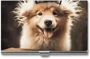 [VFMKT] Slim Metal Business Card Holder Portable Business Card Case Pocket Name Card Holder Funny Animal Dog Wallet for Men Women Office Travel, style, One Size