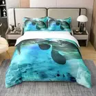 Natural Manatee Lover Duvet Cover Full Size, Underwater World Bedding