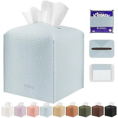 Tissue Box Cover Holder Square Tissue Cube Cover PU Leather Tissue 1 Blue