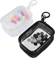 GETAJGHSD 2pcs Transparent Doll Bag Mini Display Pouch with Pompom Ball and Keychain Figures Jewelry and Collectibles High Transparency Dustproof Design Portable Storage