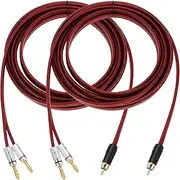 uxcell 2 Pcs 1 RCA to 2 4mm Banana Plug Speaker Cable, 14AWG Gold Plated RCA Audio Cable, Splitter Audio Cable for Speaker Amplifiers Subwoofer, 16.4ft