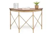 Wooden Hallway Console Table Half Round Shape in French Brass Finish