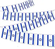 30 PCS Israel Flag, 33 FT Israeli National Bunting,DecorGarden With Brass Gromment