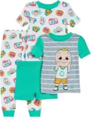 CoComelon Toddler Boys S/S Grey 4pc Snug-fit Pajama Set Size 2T 3T 4T