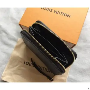 二手 LouisVuitton LV M60574黑色壓紋卡包拉鍊零錢包