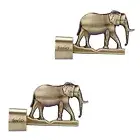 Elephant Design Zinc Alloy Curtain Bracket/Holder, fits 1 Inch Rod Size, Brass A