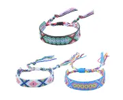 3Pcs Adjustable Bracelets For Women Girls Woven Friendship Bracelets, Bracelet Woven Tassel Bangles,Style 1