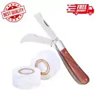Double-Blade Grafting Garden Knife Kit + 2 Tapes – Budding & Pruning (Rosewood)
