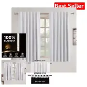 Set of 2 Greyish White Blackout Curtains for Total Room Darkening - 54" Long