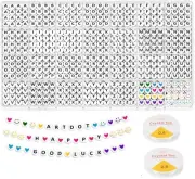 1400 Pieces Letter Beads Kit,28 Styles Alphabet Colorful Smiley Face Black A-Z