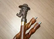 Sherlock Holmes Head Handle wooden Walking Stick