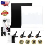 2-in-1 Black & White Photography Backdrop - 6.5FT x 10FT with Clips Included