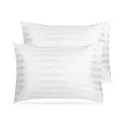 Satin Pillowcase Set of 2 Silk Pillow Cases For Hair and Skin Striped Rectangular Pillowcase 2 Pack with Envelope Closure (51*66cm White)