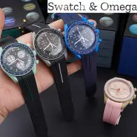 在飛比找Yahoo奇摩拍賣-7-11運費0元優惠優惠-弧形接口橡膠錶帶適用於 Omega X Swatch Joi