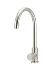 Meir Round Gooseneck Kitchen Mixer Tap with Pinless Handle - PVD Brushed Nickel