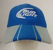 Budweiser Bud Light Cap Hat Blue Gray Football Logo Adjustable Fit NEW
