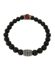 [Cudworth] Agate Red Tiger Eye Bead Bracelet in Black
