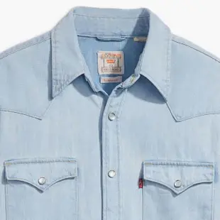 【LEVIS 官方旗艦】男款 BARSTOW WESTERN 50”s 短牛角復古牛仔襯衫 / 淺藍 熱賣單品 85744-0065