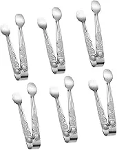 Leefasy 6 Pieces Mini Serving Tongs Ice Small Sugar Tongs for Coffee, Silver