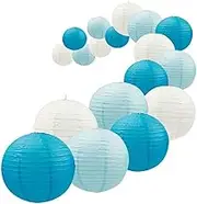 18Pcs Royal Blue Paper Lantern Set,Reusable Hanging Decorative Japanese Chinese Paper Lanterns,Easy Assembly