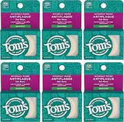 Tom's of Maine Natural Waxed Antiplaque Flat Floss, Spearmint, 32 Yards, (Pack of 6)