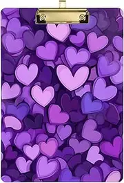 Clip Boards Cute Purple Hearts A4 Paper Sheet Clipboards for Nurses for Teacher Must Haves 12 x 9 with Metal Clip