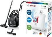 Bosch BGL38BA3AU, Series 4, Bagged Vacuum Cleaner, Black+Bosch PowerProtect Dust Bag, White, BBZ41FGALL