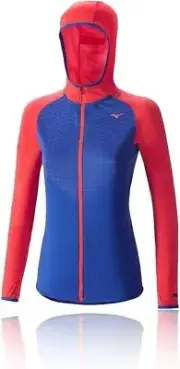 Mizuno Women's Jacket Thermal Jacket with Hood Training Jacket, Blue/Red, XS