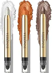 [VERONNI] Eyeshadow Stick, 3PCS Creamy Shimmer Eye Shadow Stick Set, Waterproof Long Lasting Save Makeup Time Eye Pencil with Soft Smudger (3PCS SET 01)