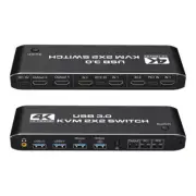 4K@60Hz HDMI KVM Switch Dual Monitor 2 In 2 Out 2 Ports USB 3.0 DP KVM Switcher