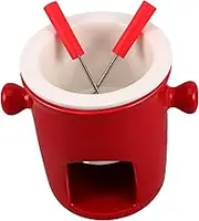 LALADEFIEE 1 Set Ceramic Butter Warmer Set with Forks Fondue Melting Pot Melt Hot Pot Bowl for Cheese Chocolate Butter