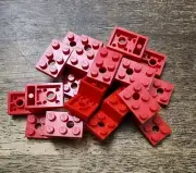 LEGO Red Bracket 5 x 2 x 1 1/3 with 2 Holes and Bottom Tube QTY 10. Part 11215