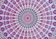 Wall Hanging Tapestry Bedspread Mandala White Pink Bohemian 84"x90"