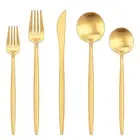 Gold Silverware Set,40 Pieces Flatware Set For 8,Matte Utensil set with Stain...