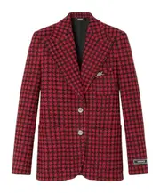 Versace Check-Pattern Single-Breasted Blazer IT44 Red/Black