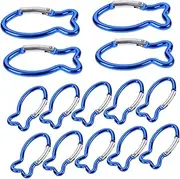 HANABASS Aluminum Alloy Carabiner Clips 15pcs Fish-Shape Snap Climbing for Outdoor Activities Backpack Mountaineering Tools