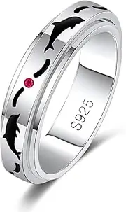 [LEXLUNE] Fidget Ring Spinner Ring for Anxiety Women Men Girlfriend Daughter Teen Girl Real S925 Sterling Silver Band Ring