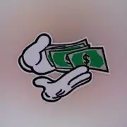 Counting Cash Patch — Iron On Badge Embroidered Motif — Money Dollars Glove