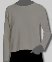 $398 Eileen Fisher Women's Beige Rolled Round-Neck Soft Knit Sweater Top Size XL