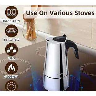 Godmorn 電磁爐可用意式摩卡壺不鏽鋼咖啡壺義式摩卡壺9杯